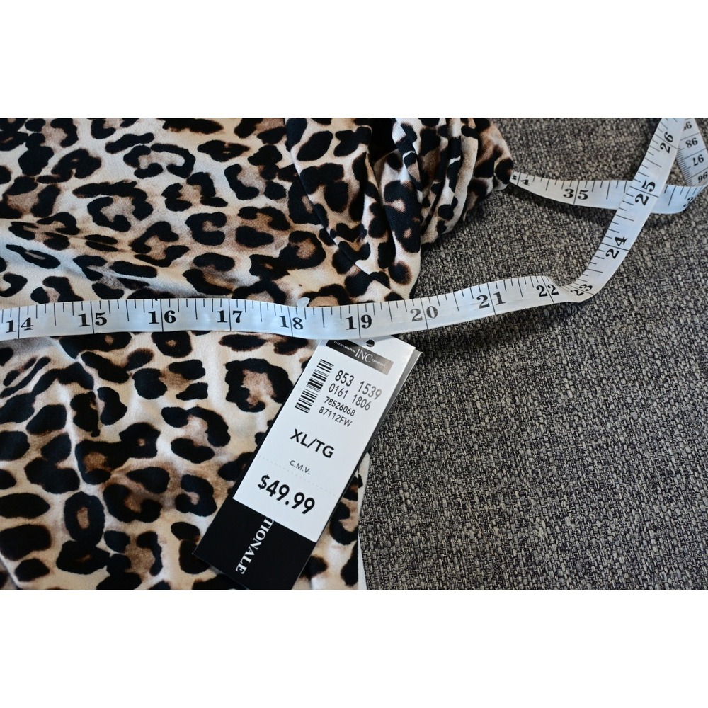 INC Leopard Print Ruched Front Top - Picture 6 of 7